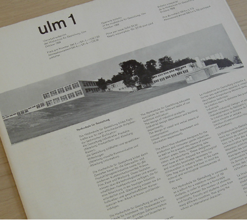 Ulm journal spread demonstrating grid-based readability